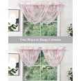 thumbnail image 4 of Pink Floral Sheer Waterfall Valance Curtains for Window, Modern Farmhouse Aesthetic Shabby Chic Flower Rod Pocket Sheer Topper Swag Curtains for Living Room, Kitchen 38.5"W x 47.2"L, 2 Panels, 4 of 7