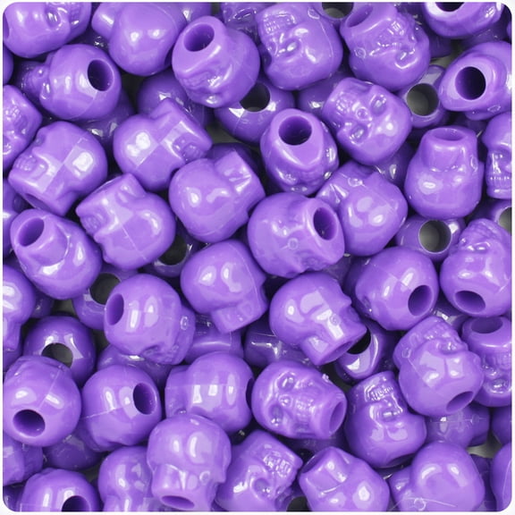 BeadTin Dark Lilac Opaque 11mm Skull Pony Beads (150pcs)