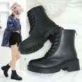 thumbnail image 5 of Zhaomeidaxi Womens Combat Boots Black Ankle Boots Round Toe Water-resistant Fashion Winter Ankle Booties, 5 of 7