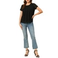 thumbnail image 2 of INSPIRE CHIC Blouse d'Été en Chiffon à Manches Courtes Plissée pour Femmes m Noir, 2 of 6