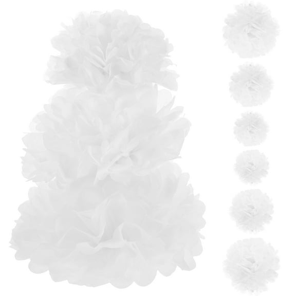 SEWCHICS White Cardstock Paper Pom Poms Decorations for Birthdays Weddings Parties and Events