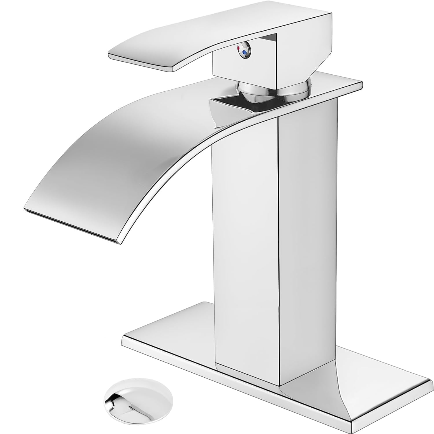 Bathroom Basin Faucet Vanity Sink Waterfall Mixer Tap Lavatory Tap &Drain Chrome