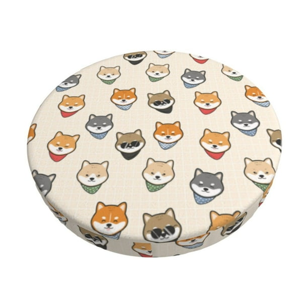 Disketp Shiba Head Face Funda Redonda para Taburete, Funda de Cojín para Silla de Bar Suave y Elástica-13 inch