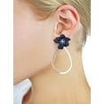 thumbnail image 2 of Women's Stone Center Matte Flower Teardrop Dangle Pierced Earrings, Navy/Silver-Tone, 2 of 3