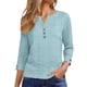 thumbnail image 1 of Camiseta de Cuello en V Botones Casuales de Manga Larga de las Mujeres, Botones de Poliéster Suaves para Otoño Invierno, 1 of 9