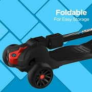 Hover-1 KidsGear Ziggy Folding Kick Scooter, Black, LED Lights, Safe For Kids, 3 Wheels
