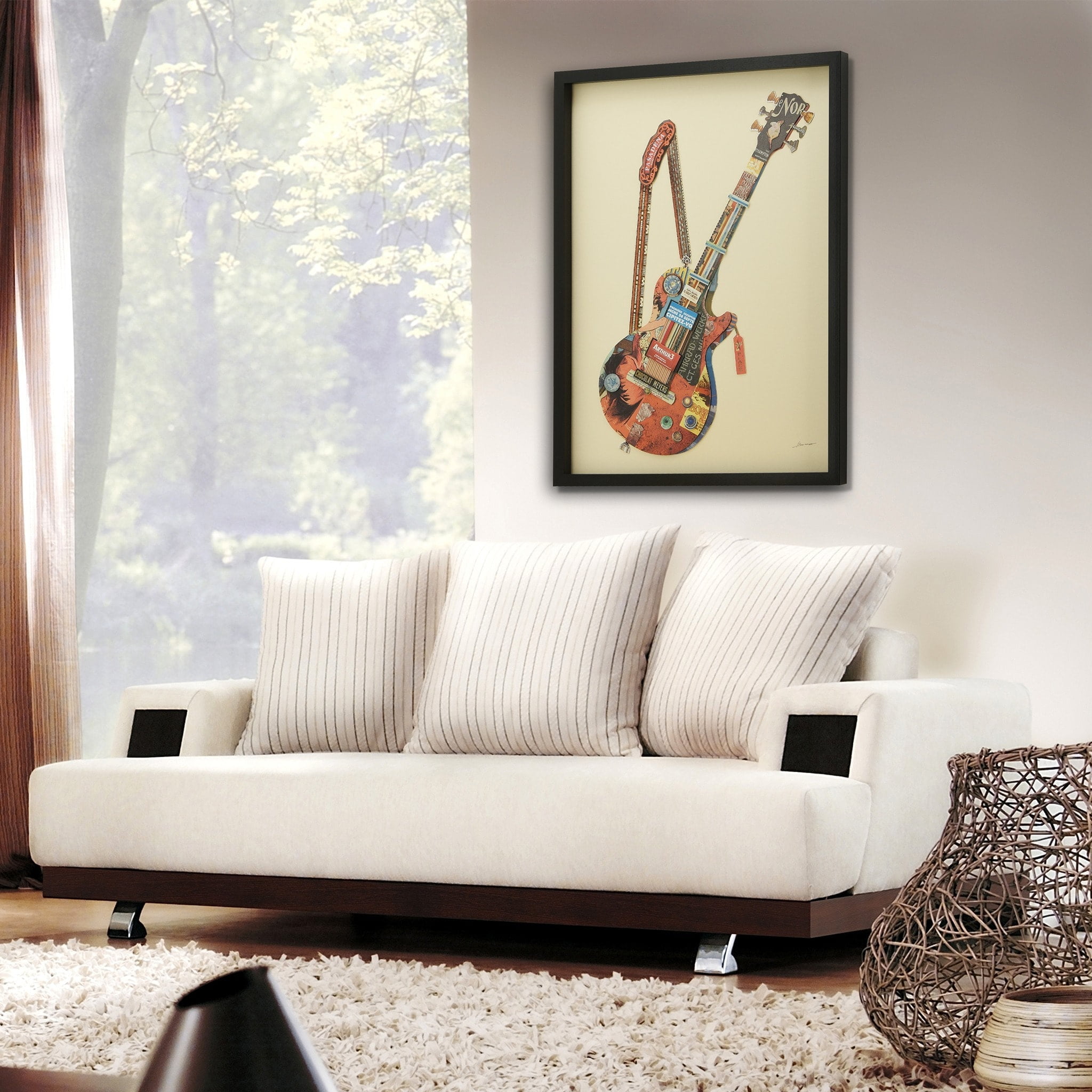 Empire Art Direct Electric Guitar Dimensional Collage Framed Graphic Art Under Glass Wall Art, 25" x 33" x 1.4", Ready to Hang