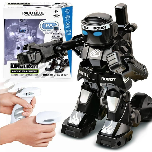 braveheart Robot RC de Combat 2,4G Sensoriel Télécommande Robot de Boxe Interactif Jouets pour Enfants Cadeau Noir