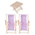 thumbnail image 1 of 3 Pcs Dollhouse Miniature Beach Chairs Mini Lounge Chair Foldable Table Ornament, 1 of 8