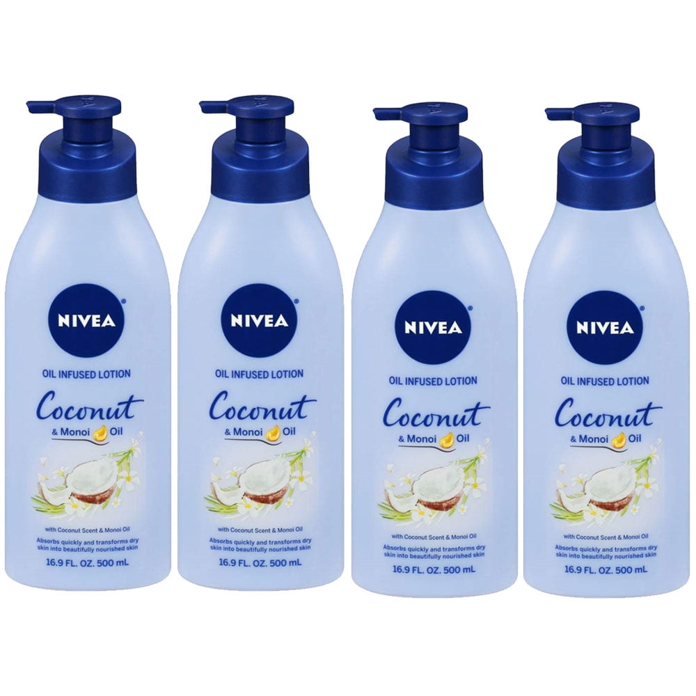 Pack of (4) Nivea Lotion Coconut And Monoi Oil Infused 16.9 Ounce (500ml)