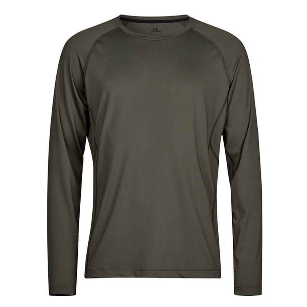 Tee Jays - Camiseta de CoolDry de Manga Larga para Hombre (Negro Mezcla)