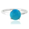thumbnail image 2 of Carillon Solitaire 925 Sterling Silver Round 8 MM 1.5 Ctw Arizona Turquoise Women Stacking Ring, 2 of 7