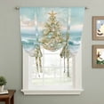 thumbnail image 2 of Coastal Beach Tie Up Curtains for Windows, Adjustable Balloon Window Shades, Summer Ocean Wave Starfish Coral Trees Kitchen Window Treatments Adjustable Roll Up Curtain for Basement/Nursery 52"x45", 2 of 8
