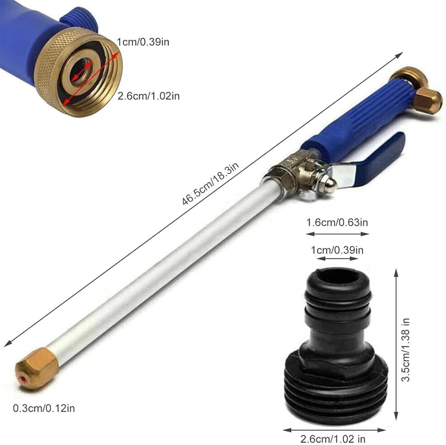 Hydro Nozzle 3000 Psi, Hydronozzle Power Nozzle High-Pressure, 2-in-1 Portable Power Washing Nozzles, With Connect Hose Fittings for Fence Cleaning Garden Watering