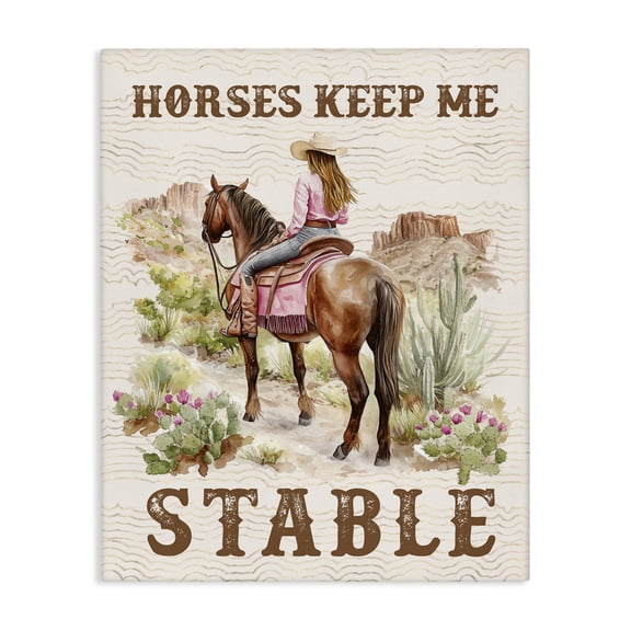 Stupell Industries Rustic Lodge Horses Keep Me Stable Canvas Art, 16 x 20, by Lettered and Lined