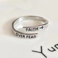 thumbnail image 1 of Anillo de doble capa con cruz de fe femenina, anillo abierto personalizado de moda, anillo de índice de hip hop simple de celebridades de Internet, 1 of 5