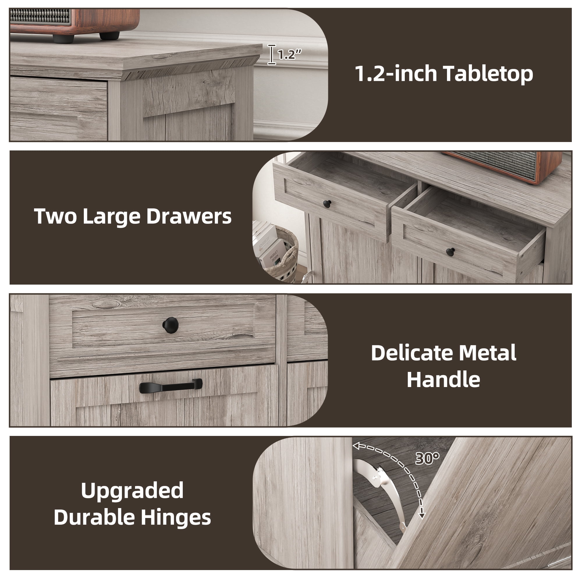 HARIPUL Double Tilt Out Trash Cabinet, 26 Gallon Trash Can Cabinet with Drawers & Handles for Kitchen, Gray