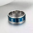 thumbnail image 5 of 8MM Blue/Black Spinner Band Men/Women Titanium Steel Roman Numerals Ring Sz 6-11, 5 of 7