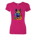 thumbnail image 2 of Wild Bobby, Colorful Happy German Shepherd Dog Animal Lover Womens Slim Fit Junior Tee, Raspberry, Medium, 2 of 3
