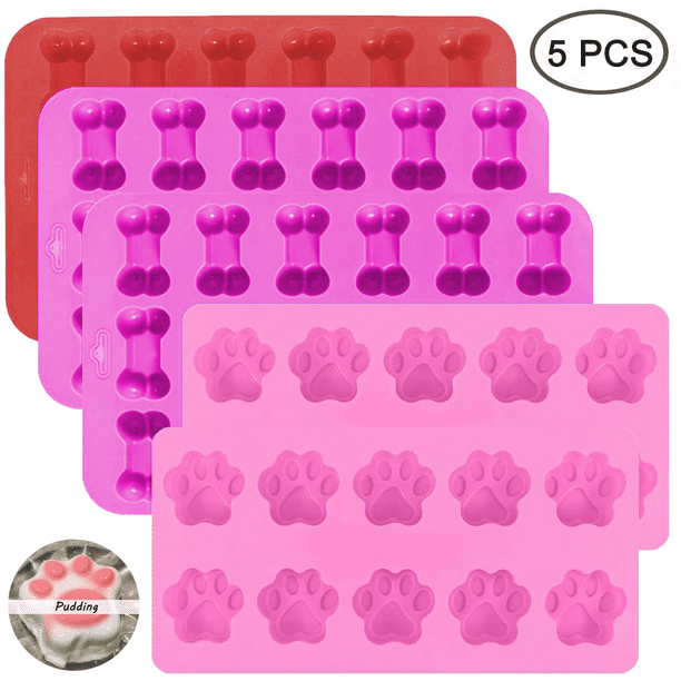Paw Print Bone Shaped Molds, NonStick Baking Trays for Making Dog