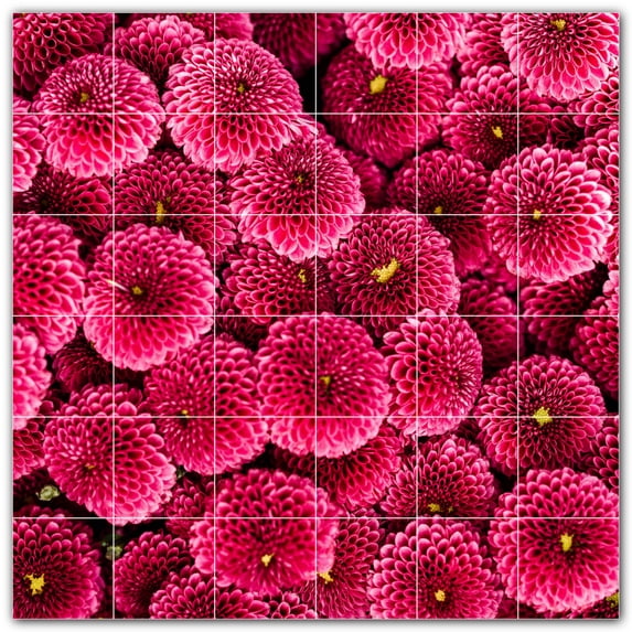 Picture-Tiles.com: Flowers Ceramic Tile Wall Mural WAL500643-66L. 48"W x 48"H using (36) 8" x 8" Ceramic Tiles-Satin Finish