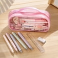 thumbnail image 3 of Versatile Clear Pencil Pouch with Handle,Large Capacity Transparent Pen Case Organizer,8.6x2.6x3.7 Inch, 6 Colors(A1,Green), 3 of 6