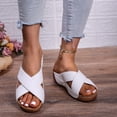 thumbnail image 6 of HNMKIU Women's Sandals Strap Solid Thick Soled On Style for Everyday Wear Retro Beach Slide Indoor Outdoor Footwear with Comfortable Cushioning Beach Shoes White,8.5, 6 of 9