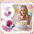 thumbnail image 4 of Floral Cake Topper, Spring Birthday Decor, Pink Glitter Number 3 Birthday Candle With Flower & Ladybug Figurine, Cake Topper for Garden Birthday Party Decorations, Flower K Number 3, 4 of 6