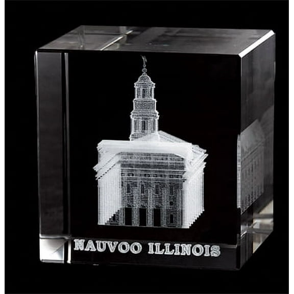 Nauvoo Illinois Temple Laser Engraved Crystal Cube by Ringmasters