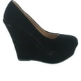 thumbnail image 6 of Delicacy Trendy-33 Slip On Platform High Heel Wedge Pump Shoes, Black Suede, 7.5, 6 of 7