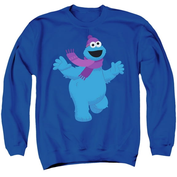 Sesame Street Furry Friends Forever! Cookie Monster Unisex Adult Crewneck Sweatshirt (Small) Royal Blue