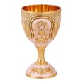 thumbnail image 3 of Goblet Easy Clean Decoration Portable Embossed Craft Shatterproof Glass Gold White, 3 of 8