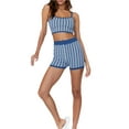 thumbnail image 4 of Seyurigaoka 2Pcs Women Juniors Summer Outfit, Houndstooth Spaghetti Strap Tank Tops + Shorts, 4 of 9