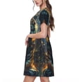 thumbnail image 2 of Uemuo Forest Meditating Tiger Print Womens Summer Dress Casual Swing Short Sleeve Sundresses Beach A-line Shift Dress, 2 of 6