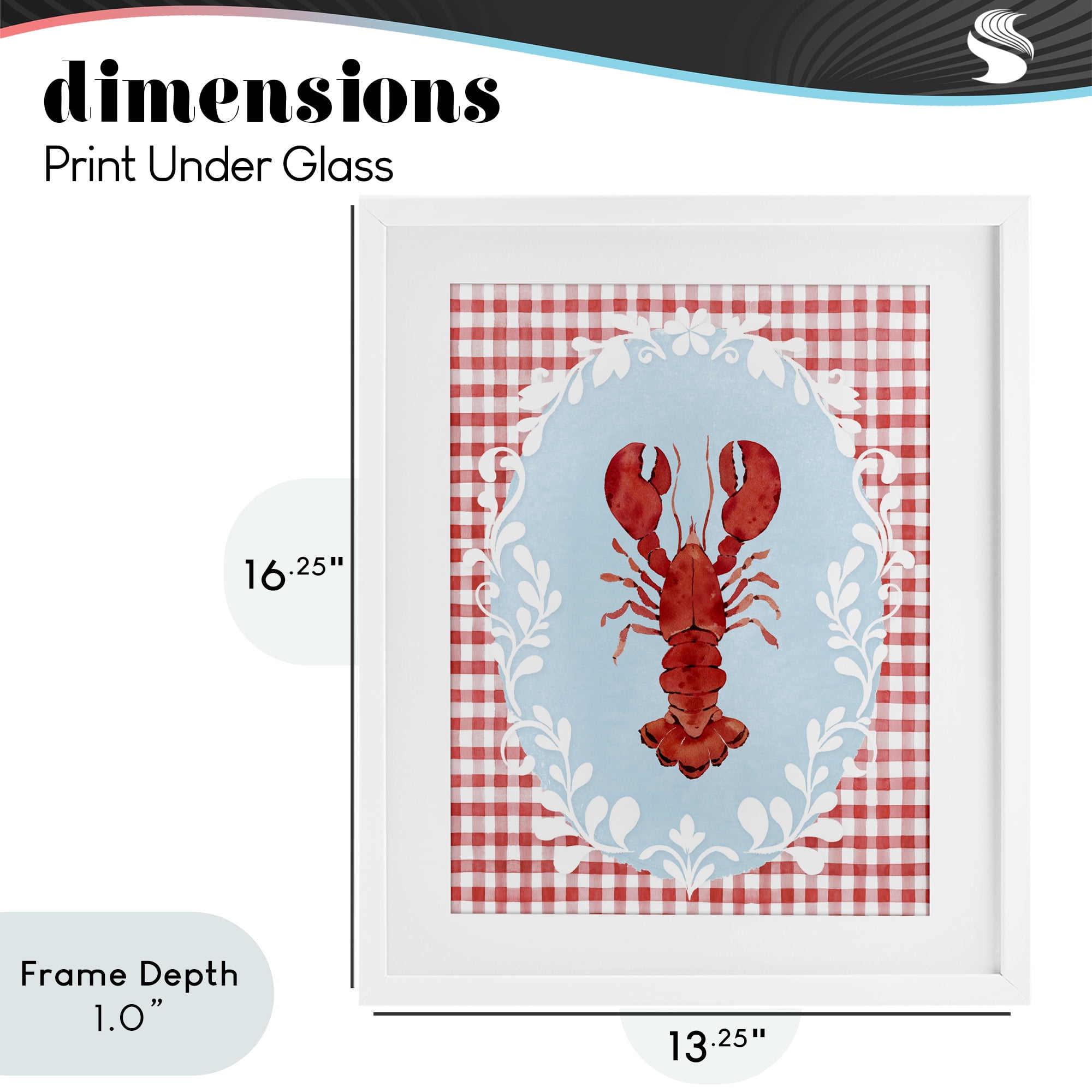 Stupell Industries Lobster with Red Plaid White Framed Print Under Glass, design by Heather Lee Chan