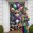 thumbnail image 6 of Colorful Balloons Mardi Gras Banner Golden Beads  Masquerade Display Purple Bowtie Ornate Mask Carnival Backdrop for Carnival Party Masquerade Event Feline Themed Celebration, 6 of 7