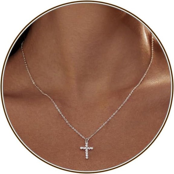 Cross Necklace For Women, Dainty 18K Gold Plated Small Cross Pendant Necklace Simple Gold Cross Necklaces For Women Trendy Gold Jewelry For Women Gift[o1079]