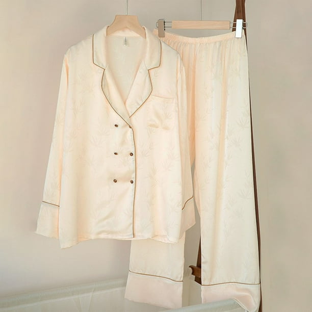 Pijama de seda satinada para hombre, conjunto de pijama de manga larga y pantalón largo, camisón informal, ropa de dormir cómoda, pijama para hombre