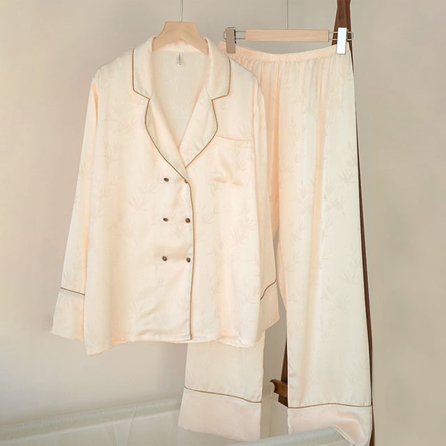 Pijama de seda satinada para hombre, conjunto de pijama de manga larga y pantalón largo, camisón informal, ropa de dormir cómoda, pijama para hombre