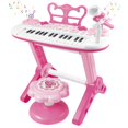 thumbnail image 1 of Piano teclado infantil Barhee de 31 teclas con micrófono y banquito, rosa, 1 of 7