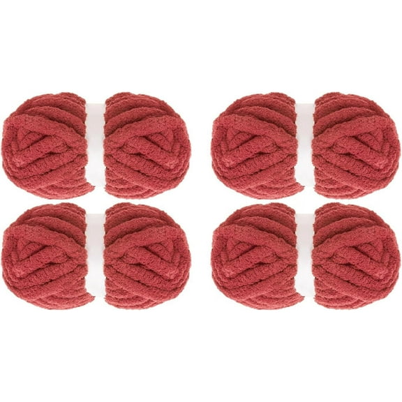 Chunky Yarn for Crocheting 1/2/4 Pack, Fluffy Jumbo Chenille Yarn, Super Soft Plush Yarn for Hand Woven DIY Crafts, Giant Thick Fuzzy Yarn for Hand Knitting (27 yds,8 oz Each Skein)