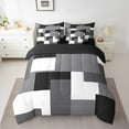 thumbnail image 2 of Erosebridal Abstract Plaid Bedding Queen Size,Sqare Rectangle Comforter Sets with Sheets,Geometric Grid Bedding Sets Queen Size,Microfiber Geometry Room Decorative,Reversible,7 Pieces, 2 of 6