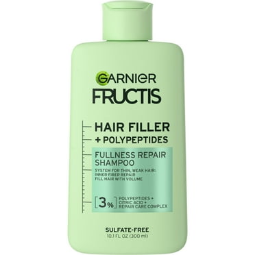 Garnier Fructis Hair Filler Fullness Repair Shampoo for Thin and Weak Hair, 10.1 fl oz