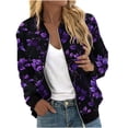 thumbnail image 2 of thefmos Women's Full Zip Long Sleeve Printed Jacket Loose Fit Casual Outerwear Fashion Spring Fall Outfit, Multicolor XL, 2 of 5