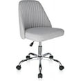 thumbnail image 1 of Modern Linen Fabric Home Office Desk Chair, Mid Back Adjustable Swivel Computer Chair Cute Upholstered Armless Task Chair, Grey, 1 of 9