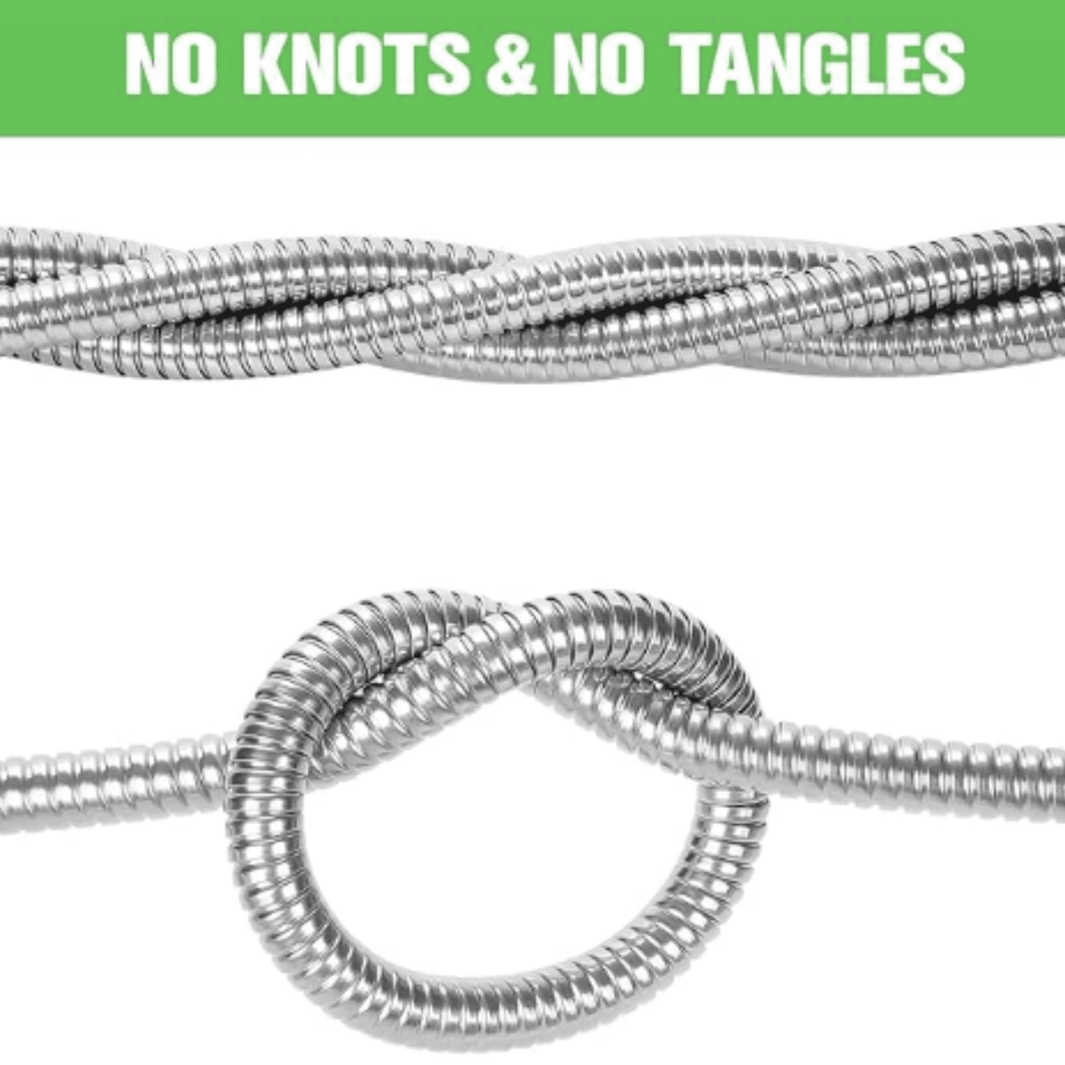 Garden Hose 100ft Stainless Steel Water Hose Super Tough Flexible Water Pipe with Brass Fittings and Sprayer Nozzle, No Kink, Rust Proof