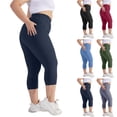 thumbnail image 7 of Plus Size Women's High Waisted Capri Leggings with Pockets Stretchy Yoga Pants, 7 of 7