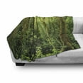 thumbnail image 2 of Rainforest Soft Flannel Fleece Blanket, Tropical Rainforest Landscape Malaysia Asia Green Tree Trunks Uncultivated Wood Print, Cozy Plush for Indoor and Outdoor Use, 50" x 60", Green, by Ambesonne, 2 of 5