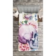 thumbnail image 3 of Ambesonne Colorful Quilted Bedspread Set 2 Pcs, Abstract Skull Flowers, Twin Size, Multicolor, 3 of 3