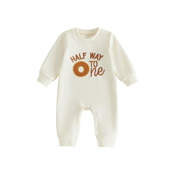 RUINIXCW Half Way to One Clothes Baby Boy Girl Half Birthday Outfit Infant Boy Girl Fall Winter Clothes Letter Embroidery Romper One Piece Jumpsuit